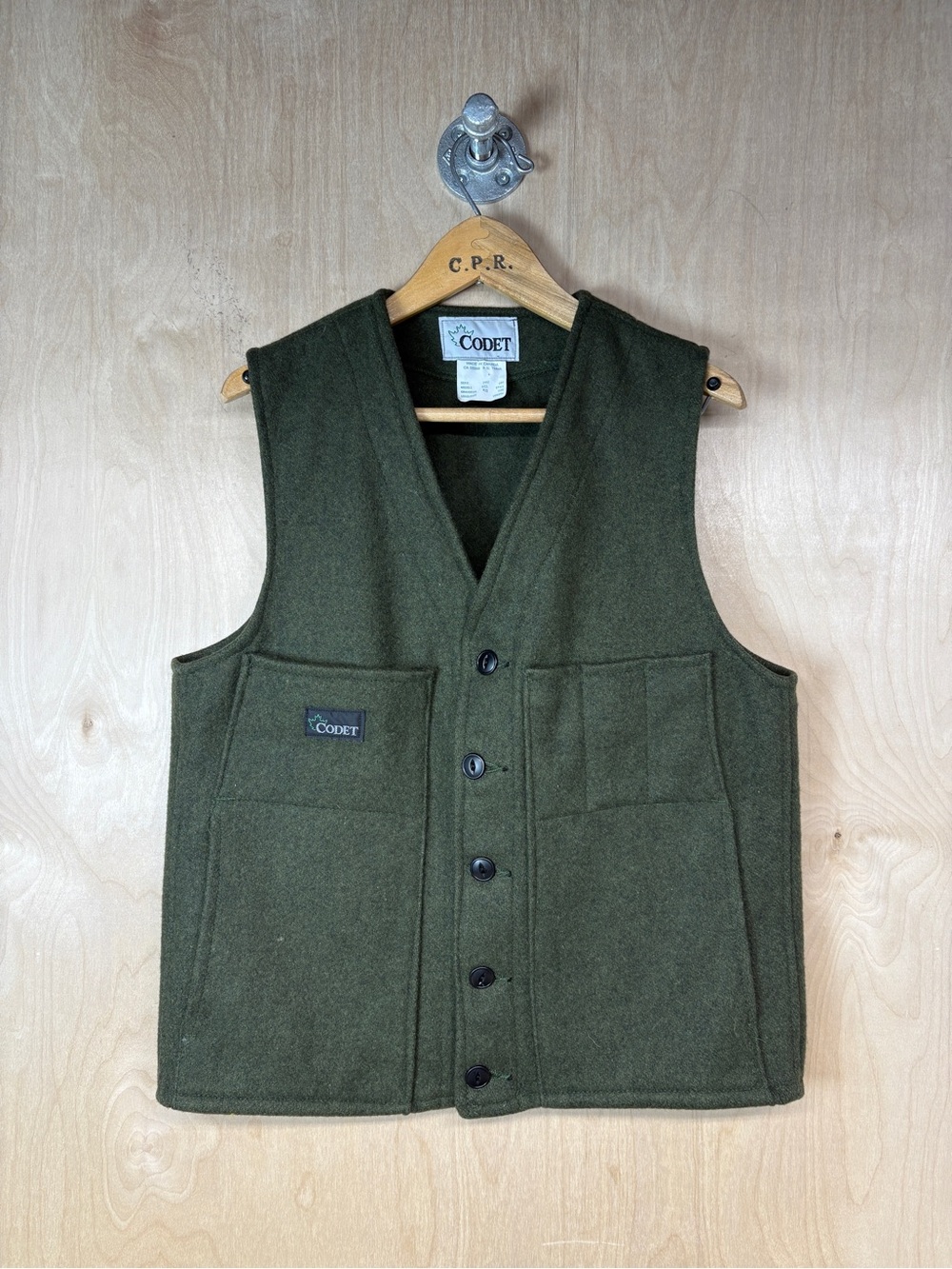 Vintage Olive Wool Utility Vest